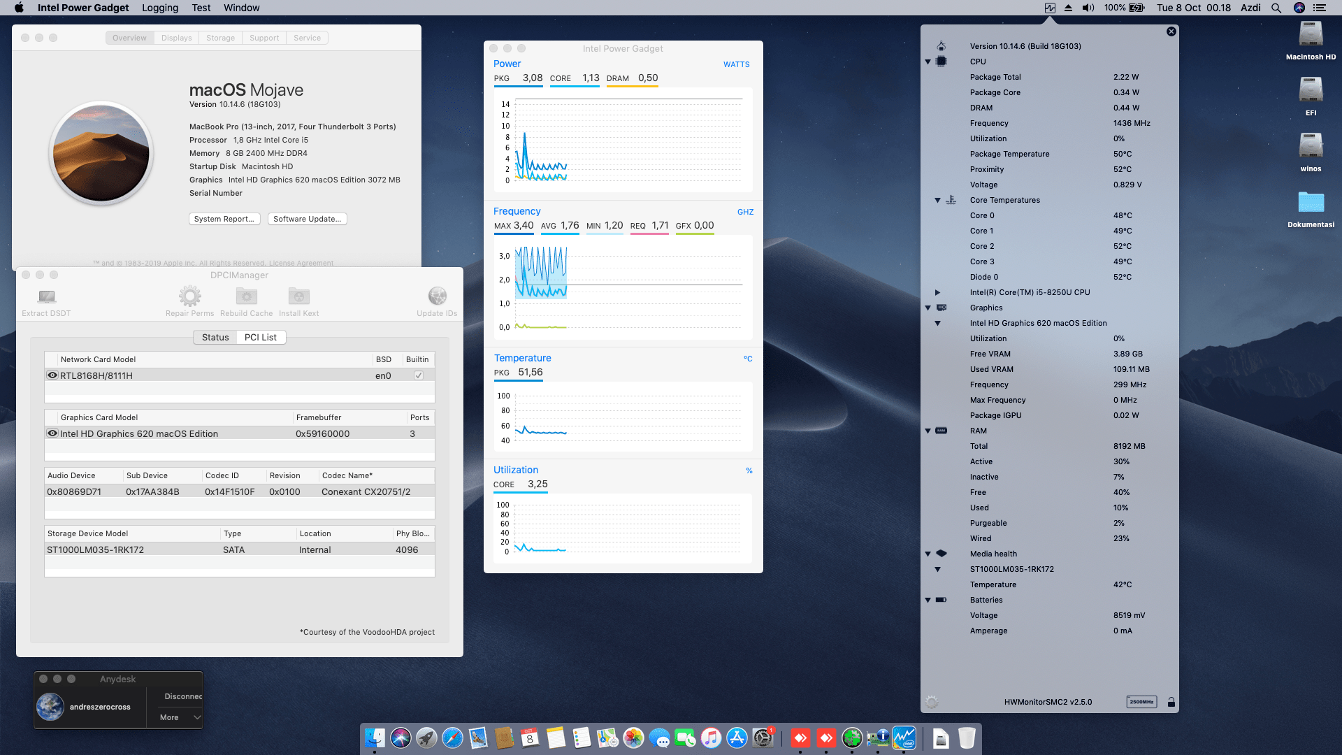 Success Hackintosh macOS Mojave 10.14.6 Build 18G103 at Lenovo V330-15IKB
